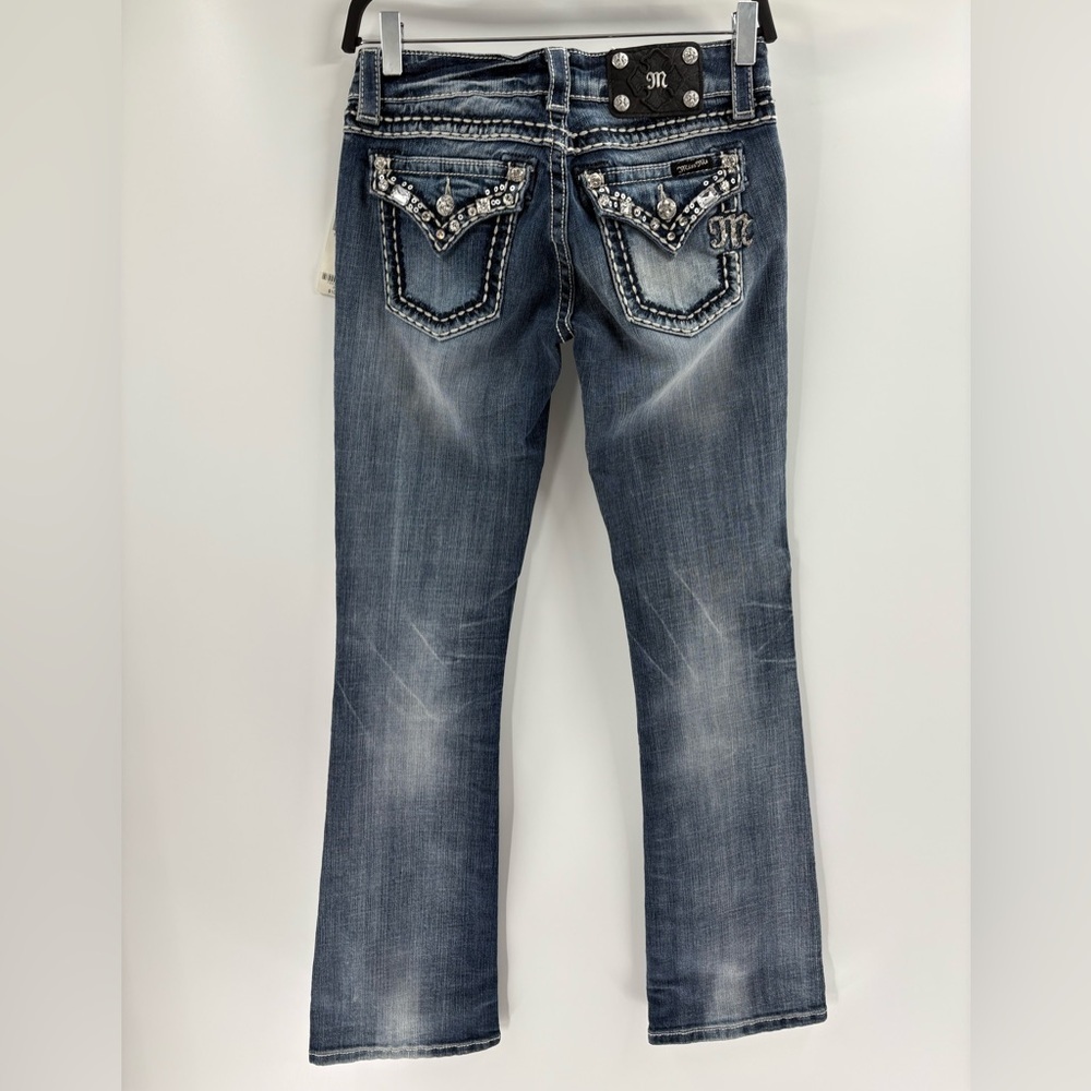Miss me buckle blue beaded embroidered vintage 90s 2000s Y2K bootcut jeans 28x33